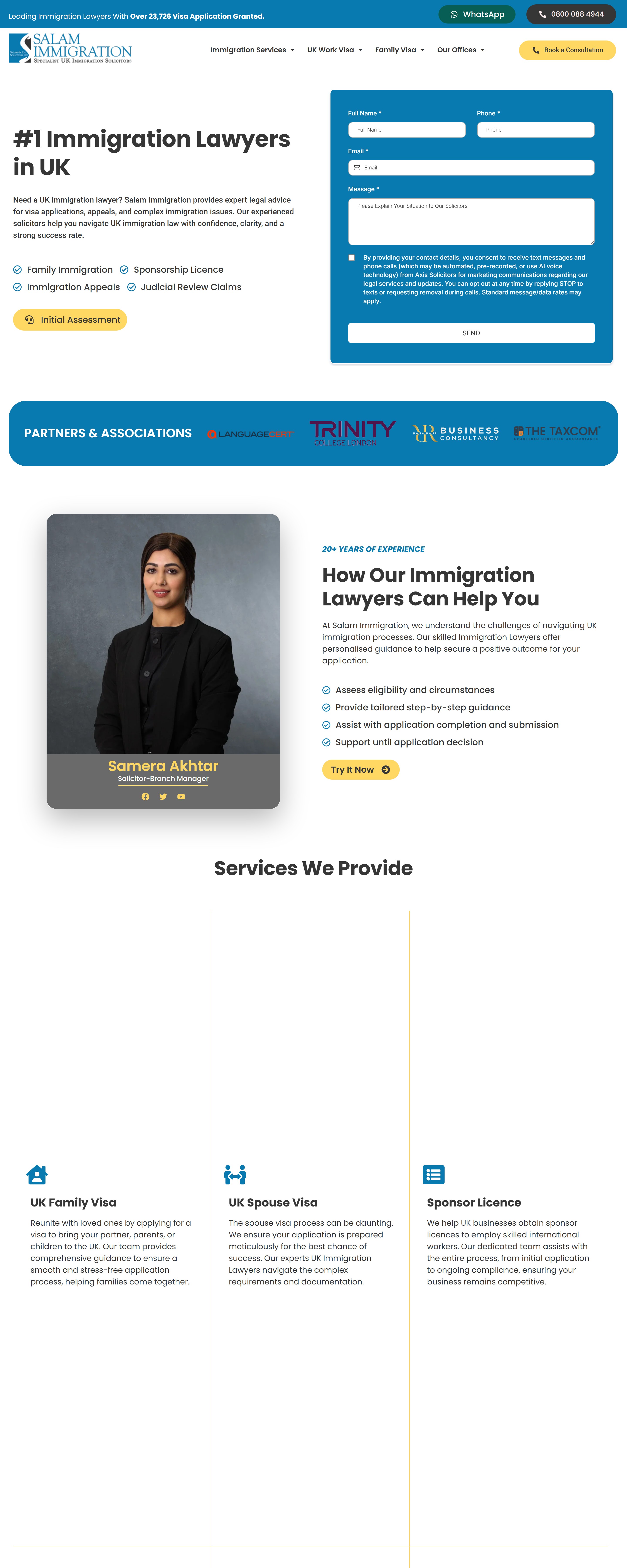Salam Immigration website screenshot